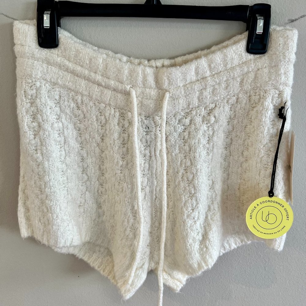 UO Out From Under Ivory Chunky Knit Sweater Shorts
